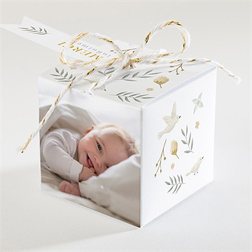 Boîte de dragées baptême vers le beau - Dos de la boîte