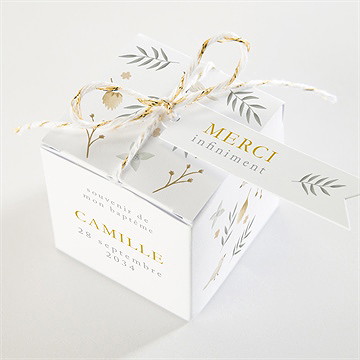 Boîte de dragées baptême vers le beau - Dessus de la boîte