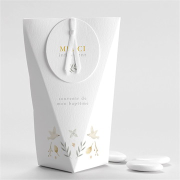 Boîte de dragées baptême vers le beau étui