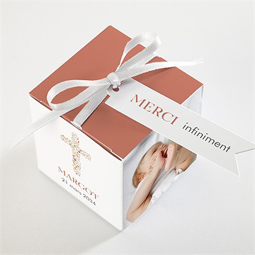 Boîte de dragées baptême florilège - Dessus de la boîte