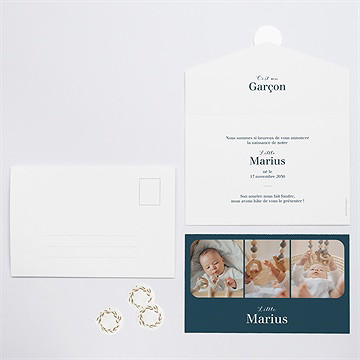 Faire-part naissance premier photomaton enveloppe - Vue d'ensemble