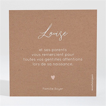 Remerciement naissance paisible - Dos de la carte