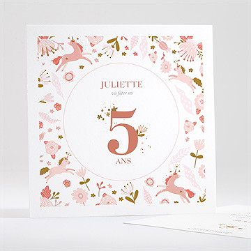 Invitation anniversaire licornes roses