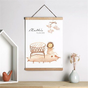 Affiche naissance mon lion en peluche - Mise en situation