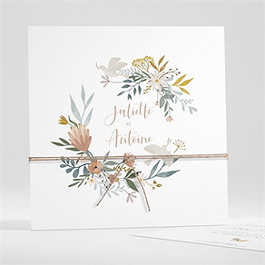 Faire-part mariage couronne florale
