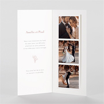 Remerciement mariage tendre capsule - Intérieur du faire-part