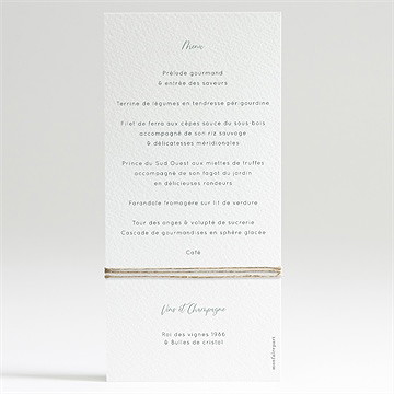 Menu mariage notre evidence - Dos du menu