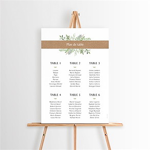 Plan de table baptême kraft végétal