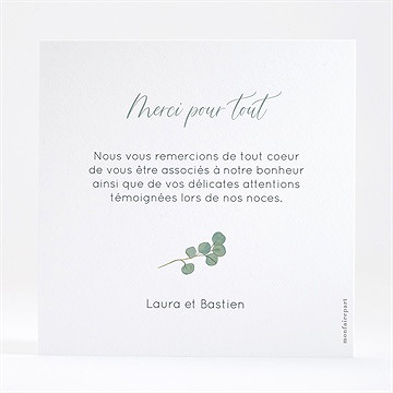 Remerciement mariage notre evidence - Dos de la carte