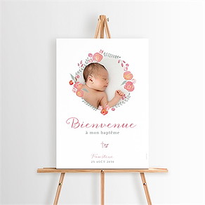 Panneau bienvenue cadre de fleurs