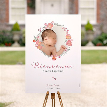 Panneau bienvenue cadre de fleurs - Mise en situation