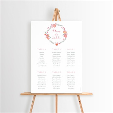 Plan de table baptême cadre de fleurs