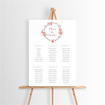 Plan de table baptême cadre de fleurs