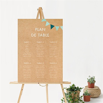 Plan de table baptême farandole de kraft - Mise en situation