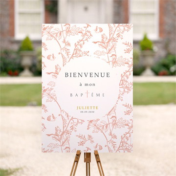 Panneau bienvenue motif gravure étiquette