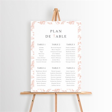 Plan de table baptême motif gravure étiquette