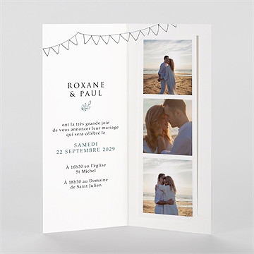 Faire-part mariage belle couronne photomaton - Intérieur du faire-part