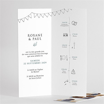 Faire-part mariage belle couronne photomaton - Détail de l'intérieur