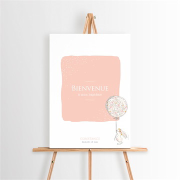 Panneau bienvenue petit lapin baptême magnet