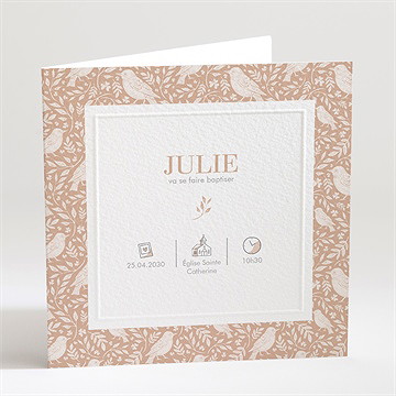 Faire-part de baptême mes petits oiseaux gaufrage