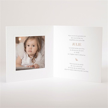 Faire-part de baptême mes petits oiseaux gaufrage - Intérieur du faire-part