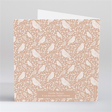 Faire-part de baptême mes petits oiseaux gaufrage - Dos du faire-part
