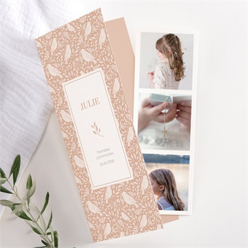 Faire-part communion beaux symboles argent