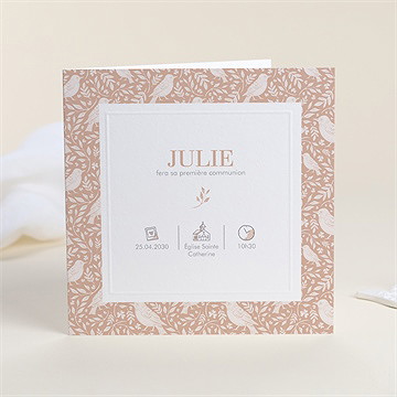 Faire-part communion beaux symboles gaufrage