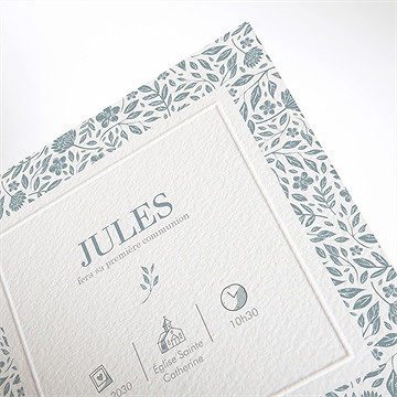 Faire-part communion transcendance gaufrage - Détail du faire-part