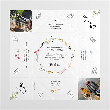 Invitation anniversaire de mariage souvenirs 40 ans - Intérieur de la cocotte dépliée