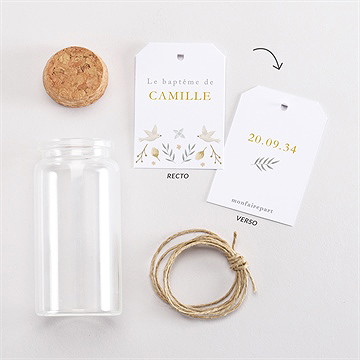 Mignonette baptême vers le beau étiquette - Vue d'ensemble