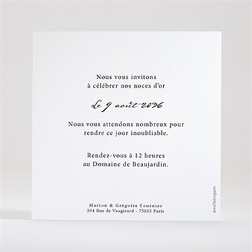 Invitation anniversaire de mariage nos années ensemble - Dos de l'invitation