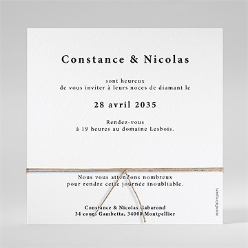 Invitation anniversaire de mariage 60 ans de mariage et plus ! - Dos du faire-part