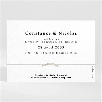 Invitation anniversaire de mariage 60 ans de mariage bracelet - Dos de la carte