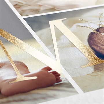 Faire-part de baptême poésie minimaliste dorure - Détail du faire-part