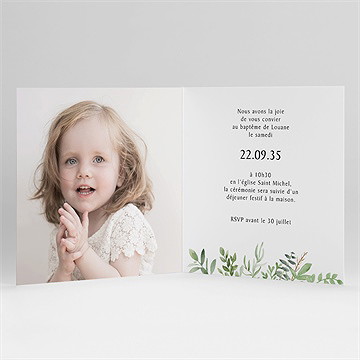 Faire-part de baptême kraft végétal ensemencée - Intérieur du faire-part