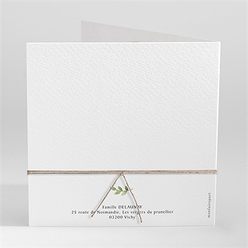 Faire-part de baptême kraft végétal ensemencée - Dos du faire-part