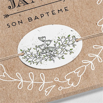 Faire-part de baptême belle histoire sacrée plié - Détail du faire-part