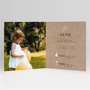Faire-part de baptême belle histoire sacrée plié - Intérieur du faire-part