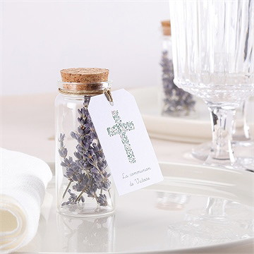 Mignonette communion printanier étiquette - Mise en situation