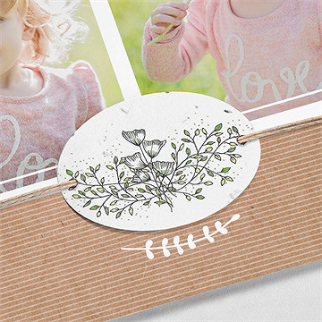 Faire-part de baptême pele mele photo original carré - Détail du faire-part