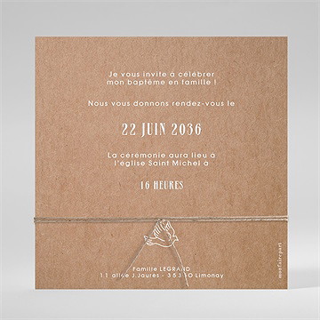 Faire-part de baptême pele mele photo original carré - Dos de la carte