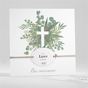 Faire-part communion en grâce ensemencé