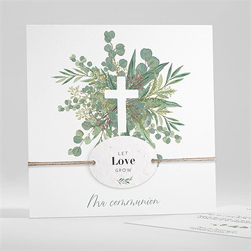 Faire-part communion en grâce ensemencé