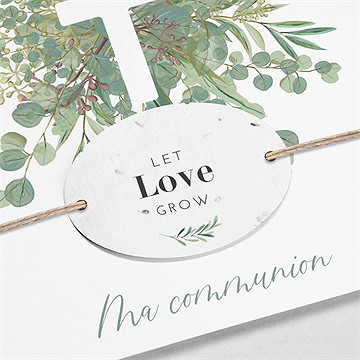 Faire-part communion en grâce ensemencé - Détail étiquette
