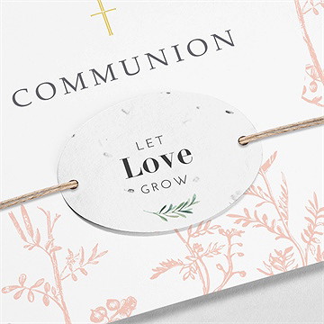 Faire-part communion gravures végétales ensemencé - Détail du faire-part
