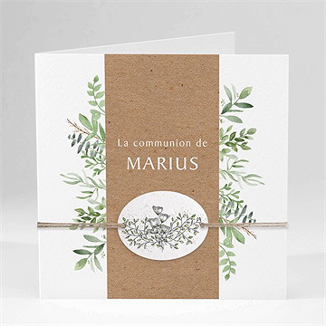 Faire-part communion illustration végétale plié