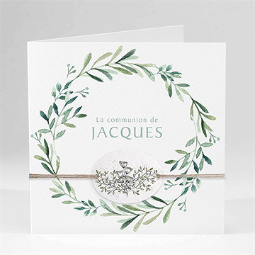 Faire-part communion végétal et dorure ensemencé