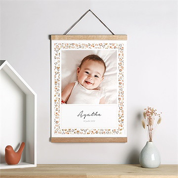 Affiche naissance automne en fleurs - Mise en situation