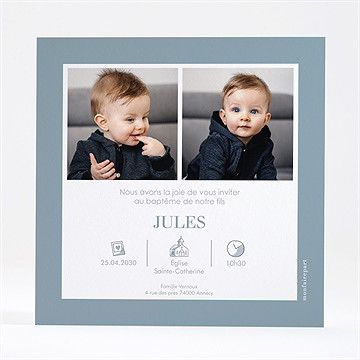 Faire-part de baptême jour divin dorure - Dos du faire-part